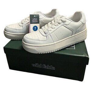 Wild Fable Lola Sneakers White Platform Chunky Lace Up Memory Foam Womens 7 NEW